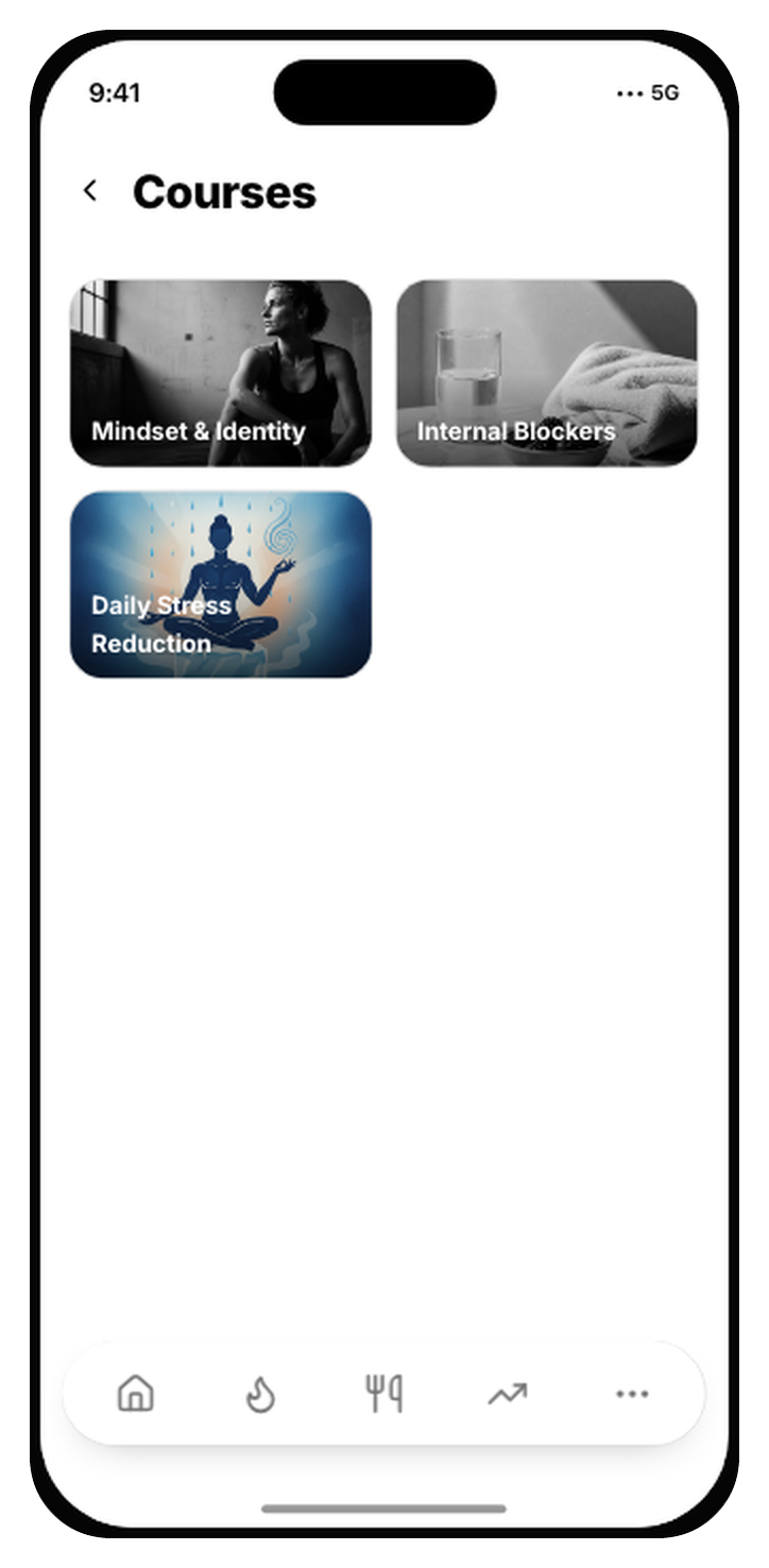 The REAL app, Courses screen: Mindset & Identity, Internal Blockers and Daily Stress Reduction