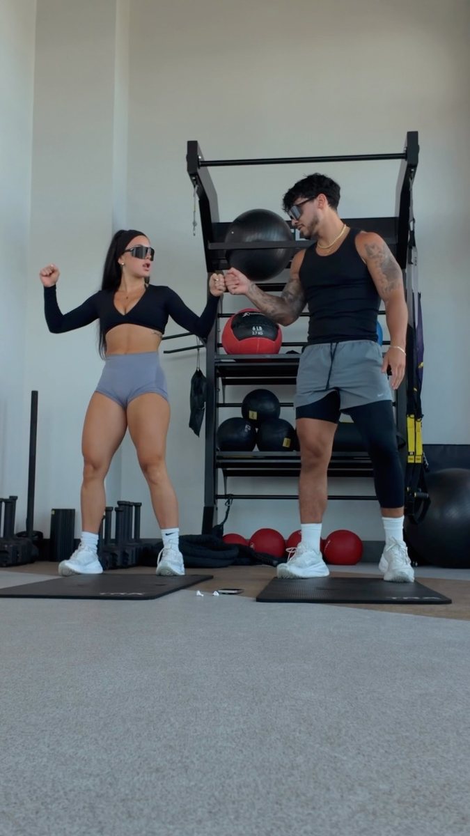 Ben and Jenny training in their home gym